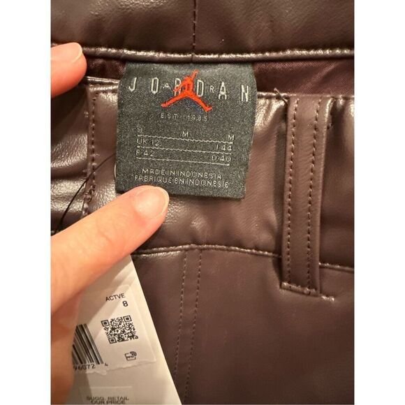 Nike Jordan Brown Maison Château Rouge Pleather Woven Trousers Pants Size 8 NWT - Picture 6 of 10